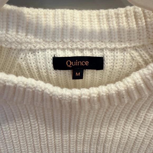 QUINCE 100% Organic Cotton Fisherman Crew Sweater Ivory Size M - Picture 3 of 9